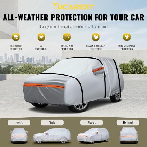 6 Layers Full Car Cover for SUV (Orange reflective strip / SUV-2XL ( Fit for SUV 201"- 211" ))