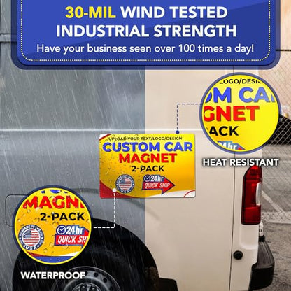 Custom Car Magnet 12x18 Inch 30 Mil 2 Pack (12" x 18" Rectangle)