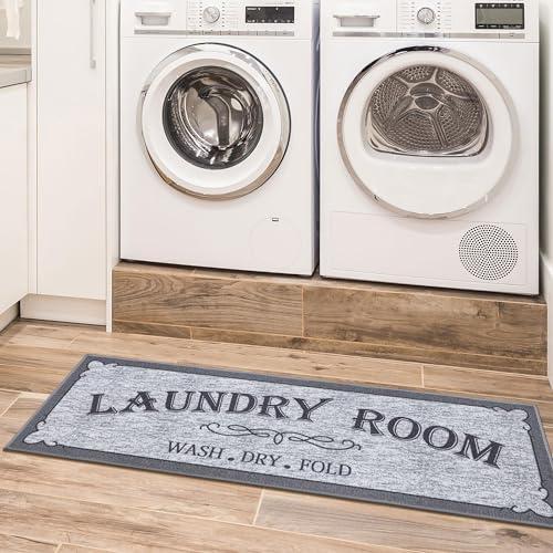 20" x 53" Laundry Room Rug (Laundry Gray Text)