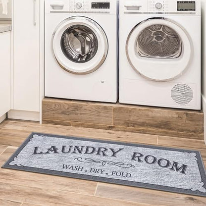 20" x 53" Laundry Room Rug (Laundry Gray Text)