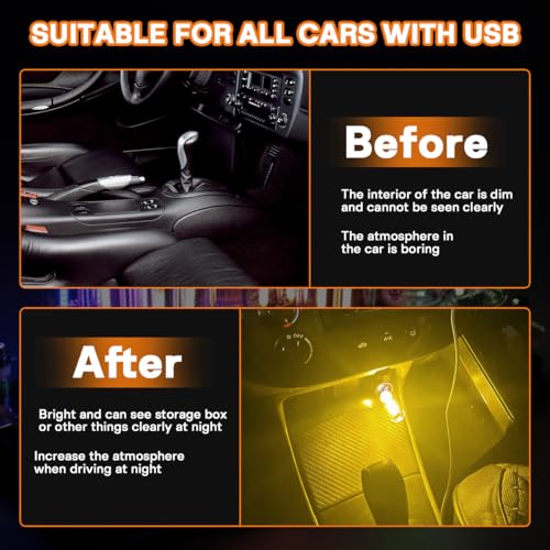 2 PCS USB LED Lights for Car Interior (Warm White)