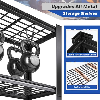 72" H Garage Shelving Heavy Duty Adjustable Metal Shelf for Basement (Black)