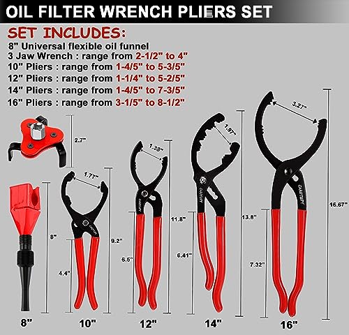 Oil Filter Wrench Set (6 Pack - Black & Red)