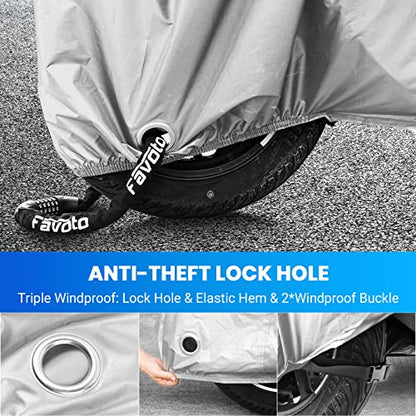 Motorcycle Cover Waterproof Outdoor Motorcycle Cover Heavy Duty (Silver / 104")