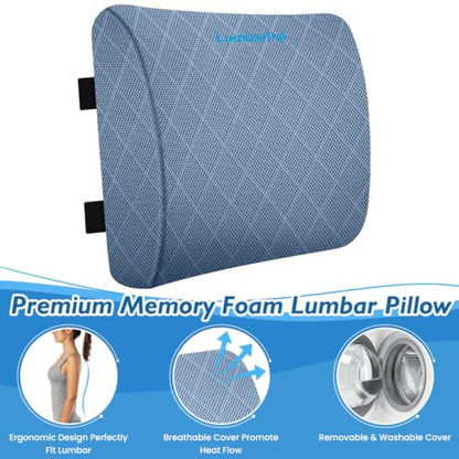Lumbar Support Pillow for Office Chair (Light Blue)