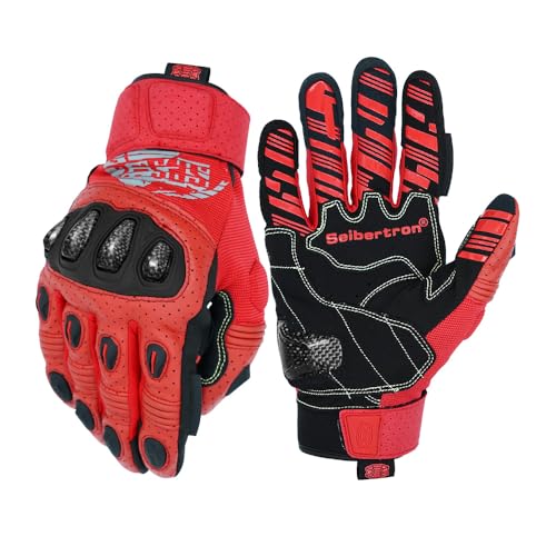 SPS 2 Plus Unisex Touchscreen Road Racing Motorcycle MTB Sports Gloves Also fit BMX MX ATV Mountain Bike Bicycle Cycling Off (Red Sps-2 Plus / L Youth)