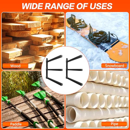 3 Level Foldable Lumber Storage Rack Collapsible Wall Mount Metal (3-Level)