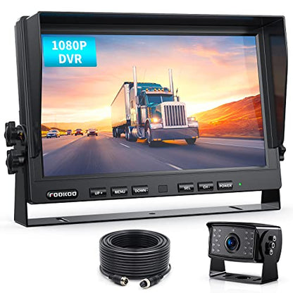 10" HD 1080P Wired Backup Camera with 10" Dual Split Screen Monitor (10-inch / Jet Black)