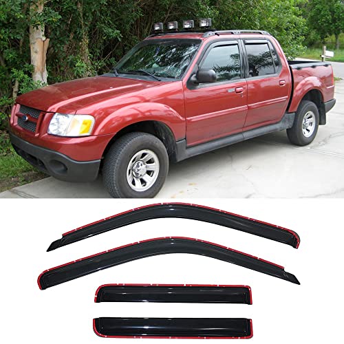 Window Visors UV Protection Rain Guards for 1991 (91-01 Explorer/Sport Trac/Mountaineer (Dark Smoke))