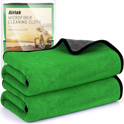 Microfiber Towels Cars Wash Drying Cleaning Cloth (Green & Grey)