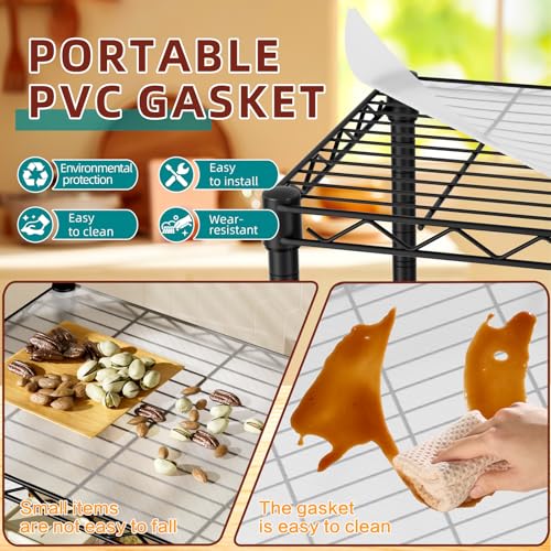 Small Wire 3 Adjustable Shelves Pantry Metal Shelf Floor Organizer (Black / 3-Tier 11.8"D X 17.3"W X 30.7"H)