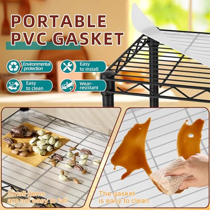 Small Wire 3 Adjustable Shelves Pantry Metal Shelf Floor Organizer (Black / 3-Tier 11.8"D X 17.3"W X 30.7"H)