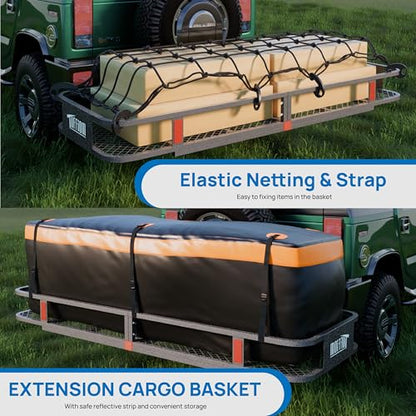 60''X 20''X6'' Folding Hitch Mount Cargo Carrier Basket with Stablizer (60''X 20''X6'')