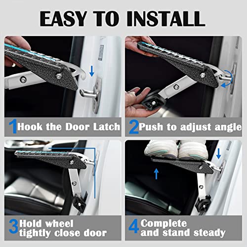 Universal Car Door Step for Car Roof Access (White Black)