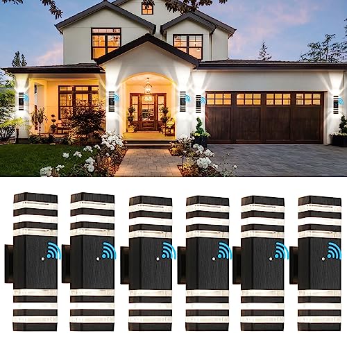 6 Pack Outdoor Porch Light Fixture Dusk to Dawn Black Exterior Wall Lights (Black / 3 Layer - 15 Inch)