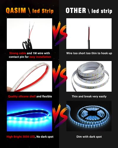 12V LED Strip Lights Blue 32CM Waterproof for Car Boat Motorcycle Pack of 6 (Blue)