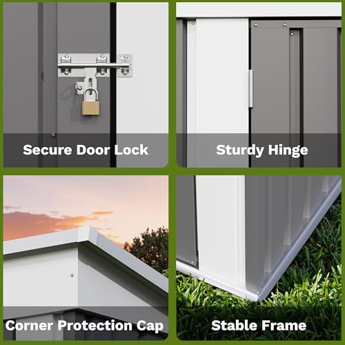 5x3 FT Outdoor Storage Shed (Gray / 5x3 FT)