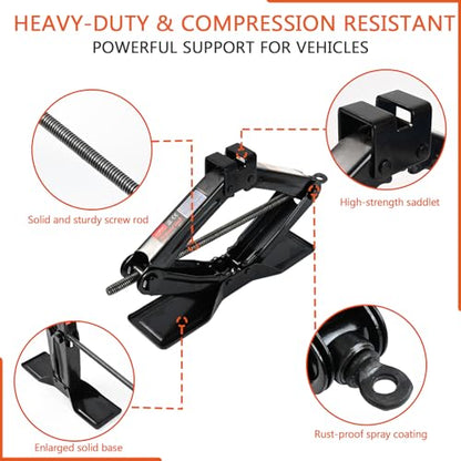 Scissor Jack for Car 2Ton (2 Ton+Lug Wrench)
