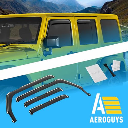 Extra Durable Window Deflectors in (For Jeep Wrangler JK 07-18)