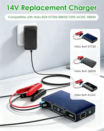 Charger Replacement for Halo ACDC Bolt 58830 Portable Car Jump Starter