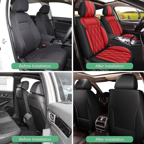 Full Set Waterproof Leather Seat Covers for Toyota Corolla 2000 (#067 Black&Red / 4.Corolla-5 Seat Covers Full Set)