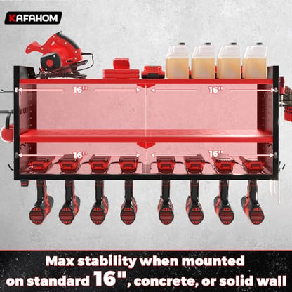 Power Tool Organizer with Charging Station (8 DRILL RED / Red-32 inches)