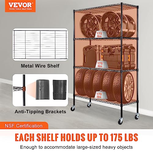 Storage Shelving Unit (Black / 48" L x 18" W x 74" H)