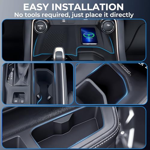 1st & 2nd Row Cup Holder Inserts & Wireless Charging Protective Mat for Toyota Grand Highlander 2026 2025 2024 (for Toyota Grand Highlander 2024-2026, 5PCS)