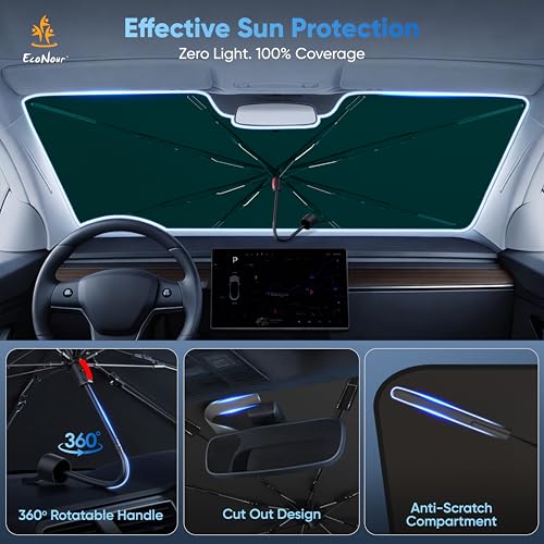Premium Windshield Sun Shade for Car Foldable UV Blocker Front Windshield Sunshade & Window Tint Shade Accessories with Storage Pouch Full Size SUVs &MPVLarge (X-Large)