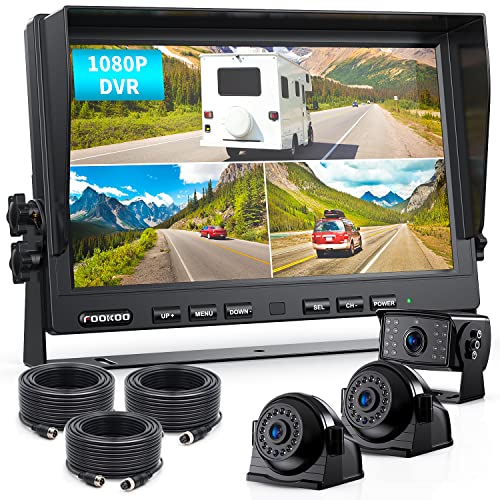 HD 1080P 10" Wired Backup Camera System Rear and Side Coverage (Jet Black / 10 inches)