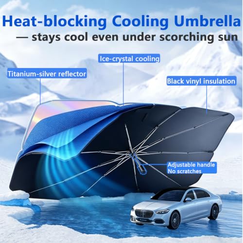 Foldable Car Windshield Sun Shade with Mirror Cutout