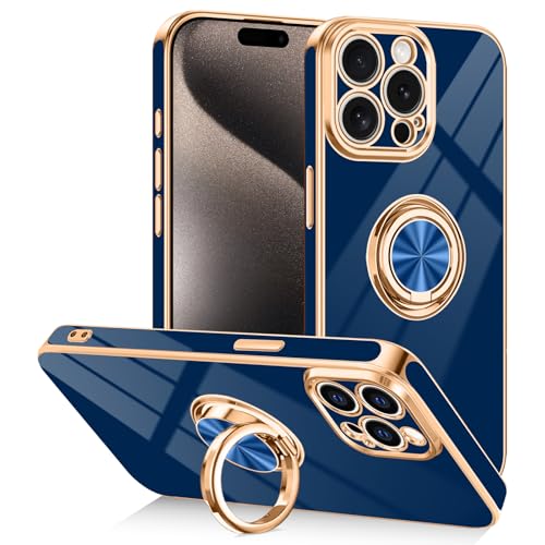Designed for iPhone 15 Pro Max Case with Ring Stand Slim Blue (Blue / 6.7'' iPhone 15 Pro Max)