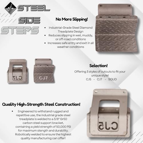 CJ5 Side Steps Compatible with Jeep © CJ Vehicles (SOLID-BLACK)