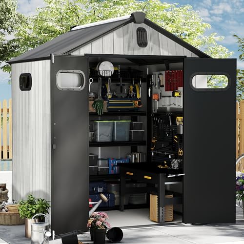Domi 6x6 FT Resin Outdoor Storage Shed (6x6FT)