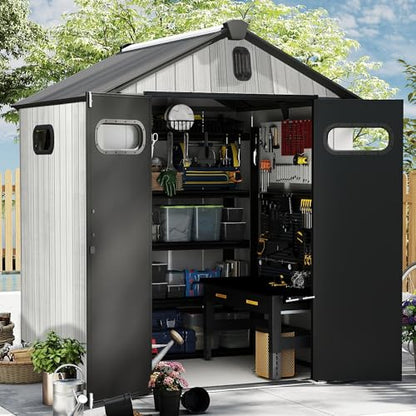 Domi 6x6 FT Resin Outdoor Storage Shed (6x6FT)