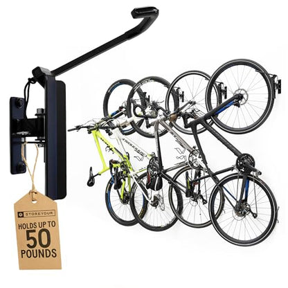 Swivel Bike Wall Mount (BLACK / 4 Pack Heavy Duty Swivel Bike Rack | Holds 50lbs)