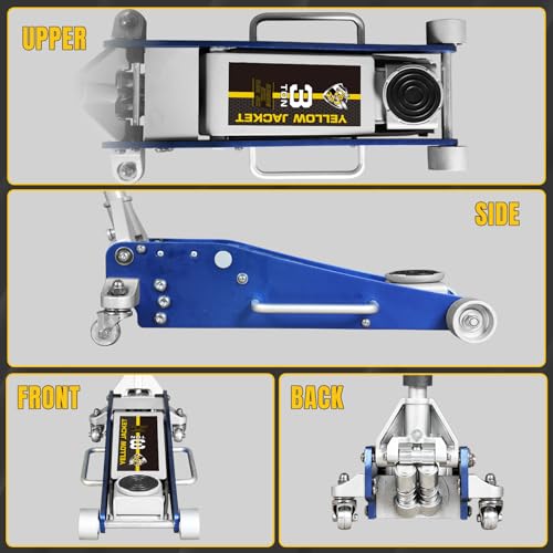 Floor Jack 3 Ton Hydraulic Low Profile Aluminum and Steel Racing Car Jack with Fast Lifting Dual Pump for SUV (Blue / 3T low profile dual pump)