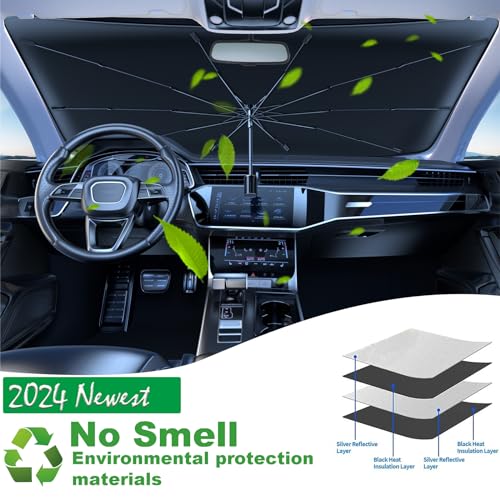 Windshield Sun Shade Umbrella for Car Front Window Sun Visor for Windshield Car Summer Accessories Protect Interior from UV Rays & Heat for Sedan (Palm Tree)