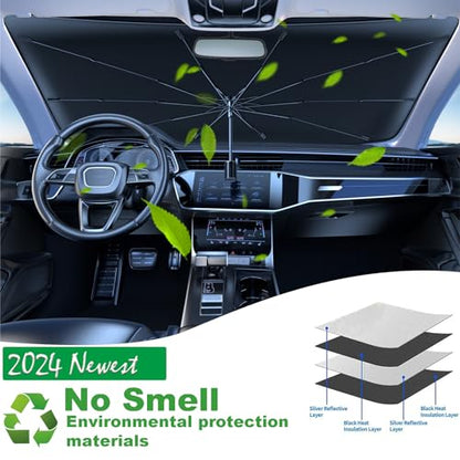 Windshield Sun Shade Umbrella for Car Front Window Sun Visor for Windshield Car Summer Accessories Protect Interior from UV Rays & Heat for Sedan (Palm Tree)