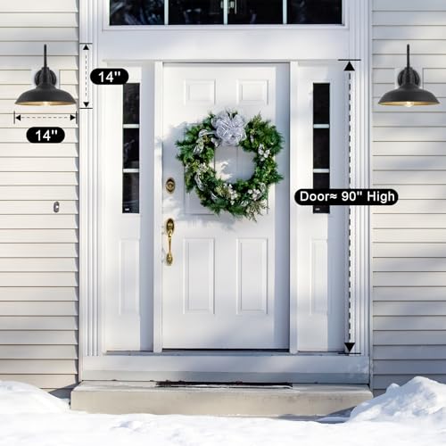 14in Dome Large Outdoor Barn Lights (Black and Brass / 14" Dome)