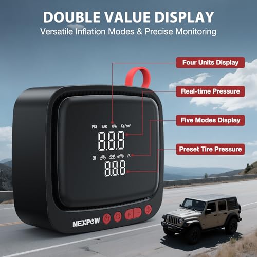 Tire Inflator Portable Air Compressor 150PSI 12V DC (Corded 150 PSI / Red)