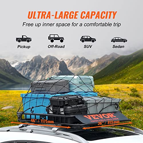 Roof Rack Cargo Basket (Red / 46x36in)
