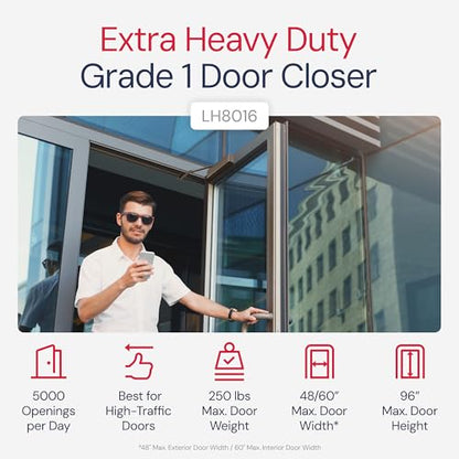 Extra Heavy Duty Door Closer Commercial Grade 1 (1 Pack / Bronze (DU))