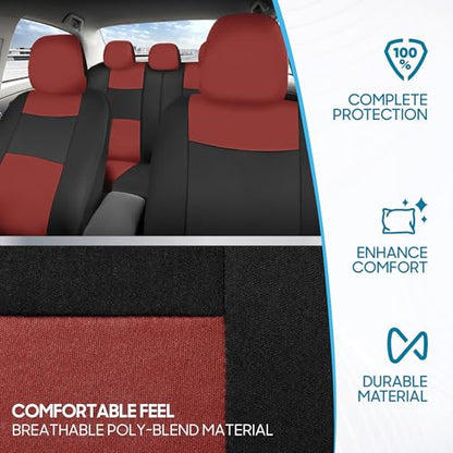 PolyPro Car Seat Covers Full Set in Terracotta on Black (Terracotta)