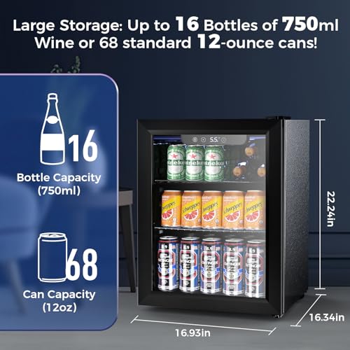 68 Cans Beverage Refrigerator Cooler (Black)