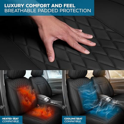 Curated Blackstone Napa Leather Seat Covers for Cars & SUVs (Black (Blackstone) / Front Seats)