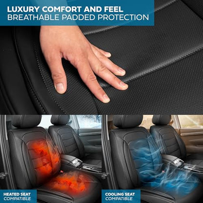 Elite Edition Faux Leather Seat Covers for Cars (Prestige Fronts-Black / Front Seats)