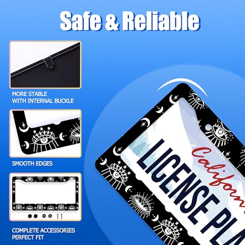Evil Eyes License Plate Frame Stainless Steel Car Accessory 6.3x12.3inch (Evil Eye Design Psychedelic Eye)