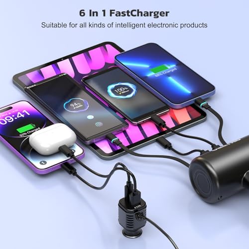 Multi Car Retractable Backseat 4 in 1 Car Charging Station Box Compatible with All Phones (39.3in Charging Station)
