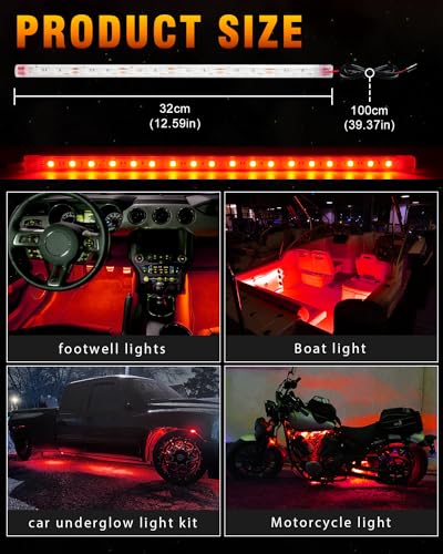 Car LED Strip Light 12V Red 12.5'' (Red)